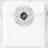 Witte Rustieke Winterrozen Monogram Letter Initiaa Ronde Sticker (Tas)
