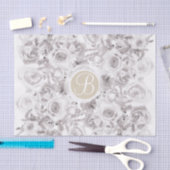 Witte Rustieke Winterrozen Monogram Letter Initiaa Tissuepapier (Craft)