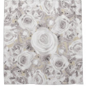 Witte Rustieke Winterrozen Shabby Chic Kraft Douchegordijn (Voorkant)