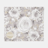 Witte Rustieke Winterrozen Shabby Chic Kraft Fleece Deken (Voorkant (Horizontaal))