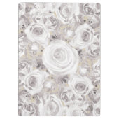 Witte Rustieke Winterrozen Shabby Chic Kraft Klembord (Achterkant)
