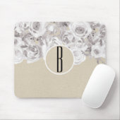Witte Rustieke Winterrozen Shabby Chic Kraft Muismat (Met muis)
