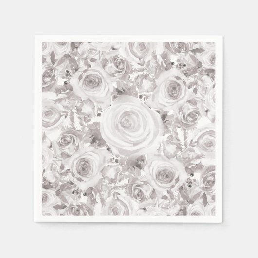 Witte Rustieke Winterrozen Trouw Elegant Servetten (Voorkant)