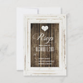Witte Rustige Lijst Barn Wood Wedding RSVP-kaart RSVP Kaartje (Voorkant)