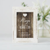 Witte Rustige Lijst Barn Wood Wedding RSVP-kaart RSVP Kaartje (Staand voorkant)