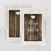 Witte Rustige Lijst Barn Wood Wedding RSVP-kaart RSVP Kaartje (Voorkant / Achterkant)