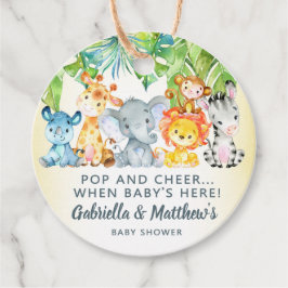 Witte safari baby shower pop het label. bedankjes labels