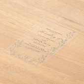 Witte saga en groene script bruiloft acryl uitnodigingen (Laagn)