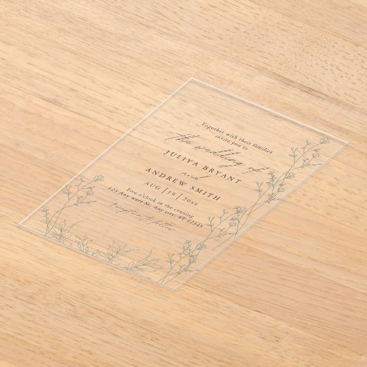 Witte saga en groene script bruiloft acryl uitnodigingen (Laagn)