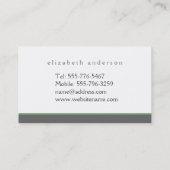 witte Sage Green Snowflake Monogram Gray Visitekaartje (Achterkant)