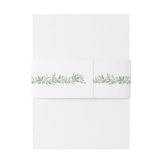 Witte Sage Groene Bladerachtige Armen Monogram Tro Uitnodigingen Wikkel (Achterkant Voorbeeld)