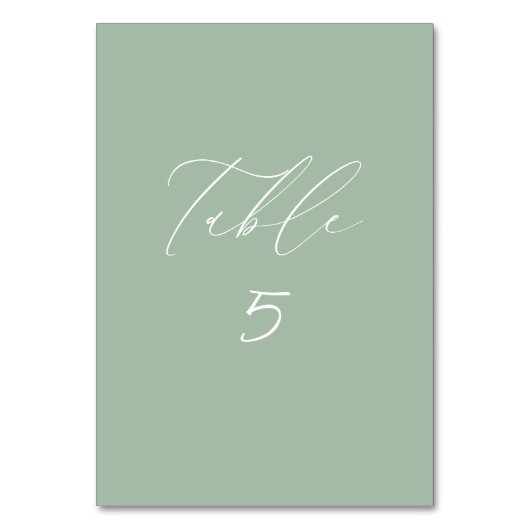 Witte & Sage Groene Trouwtafel Nummer Kaart (Voorkant)