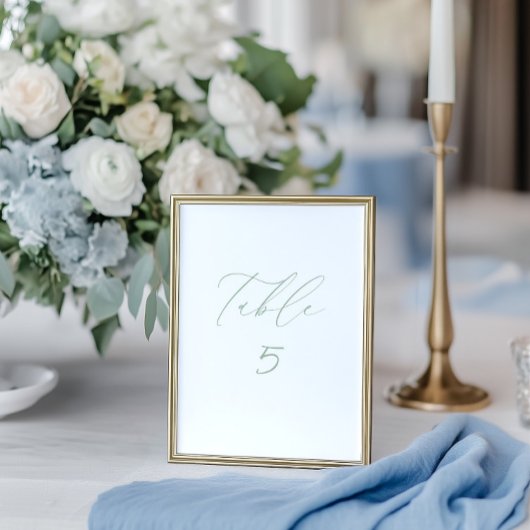 Witte & Sage Groene Trouwtafel Nummer Kaart