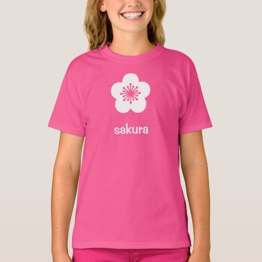 Witte Sakura Bloesem Silhouet T-shirt (Voorkant)