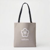 Witte Sakura Bloesem - Taupe Beige Tote Bag (Voorkant)