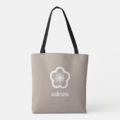Witte Sakura Bloesem - Taupe Beige Tote Bag (Achterkant)