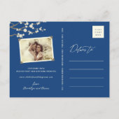 Witte Sakura Kersenbloesems Aziatisch Save The Dat Aankondigingskaart (Achterkant)