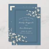 Witte Sakura Kersenbloesems Aziatisch Save The Dat Aankondigingskaart (Voorkant / Achterkant)