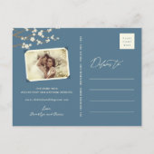 Witte Sakura Kersenbloesems Aziatisch Save The Dat Aankondigingskaart (Achterkant)