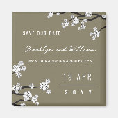 Witte Sakura Kersenbloesems Aziatisch Save The Dat Magneet (Voorkant)