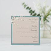 Witte Sakura Kersenbloesems Moderne Aziatische Bru Menu (Staand voorkant)