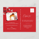 Witte Sakura Kersenbloesems Save The Date Bruiloft Aankondigingskaart (Achterkant)