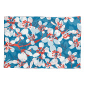 Witte sakura, klassiek blauw achtergrondpatroon. kussensloop (Achterkant)