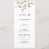 Witte Salie Blush Elegante Bloemige Trouwmenu Menu (Voorkant)