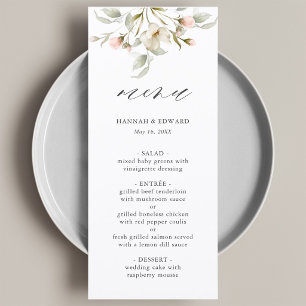 Witte Salie Blush Elegante Bloemige Trouwmenu Menu