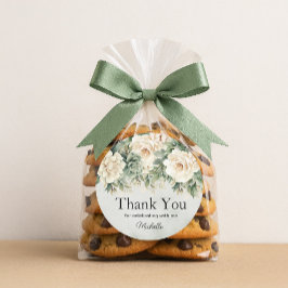 Witte Salie Groene Bloem Gouden Verjaardag Bedankt Ronde Sticker