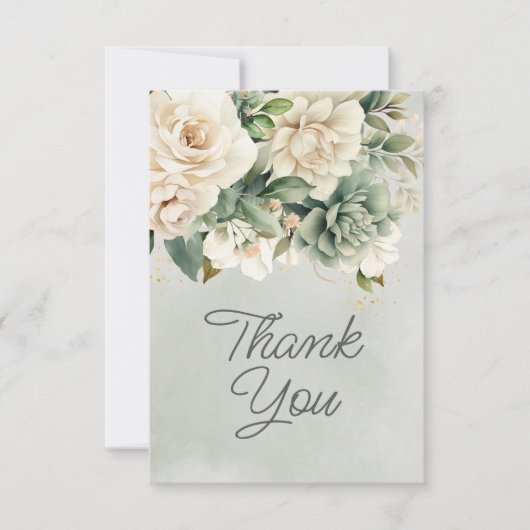 Witte Salie Groene Bloemige Gouden Verjaardag Beda Bedankkaart (Voorkant)