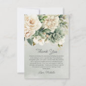 Witte Salie Groene Bloemige Gouden Verjaardag Dank Bedankkaart (Achterkant)