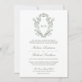 Witte Salie Groene Chinoiserie Kuif QR Code Huweli Kaart (Voorkant)