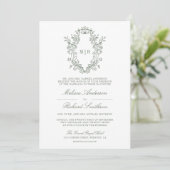 Witte Salie Groene Chinoiserie Kuif QR Code Huweli Kaart (Staand voorkant)