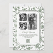 Witte Salie Groene Chinoiserie Kuif QR Code Huweli Kaart (Achterkant)