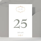 Witte Salie Groene Klassieke Gouden Monogram Bruil Kaart