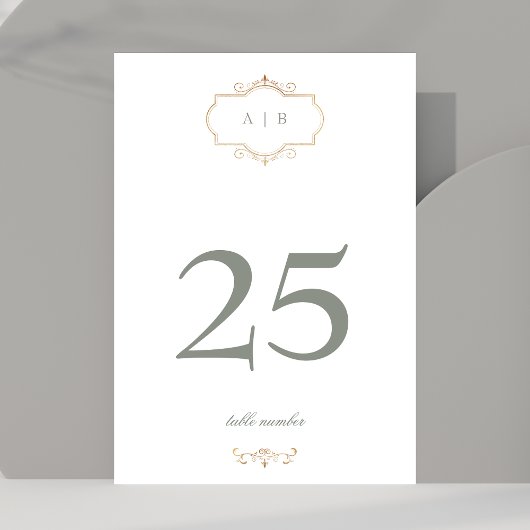 Witte Salie Groene Klassieke Gouden Monogram Bruil Kaart