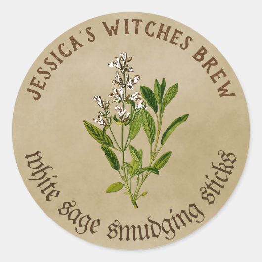 Witte Salie Smudging Stick Ronde Sticker (Voorkant)