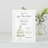 Witte & Salie Trouwtaart QR Code Uitnodiging (Staand voorkant)