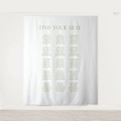 Witte & Saliegroene groene trouw zitplaatskaart ac Wandkleed (Voorkant)