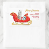 Witte Samoyed Dog-kerstkledij Rechthoekige Sticker (Tas)