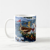 Witte Samoyed Kerstboot Vakantie Koffiemok (Links)