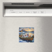 Witte Samoyed Kerstboot Vakantie Magneet (Insitu (Vaatwasser))