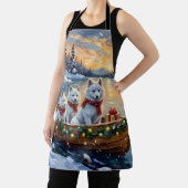 Witte Samoyed Kerstboot Vakantie Schort (Insitu)
