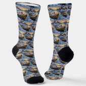 Witte Samoyed Kerstboot Vakantie Sokken (Gebogen)