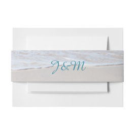 Witte Sandy Beach Bruiloft Belly Band Uitnodigingen Wikkel