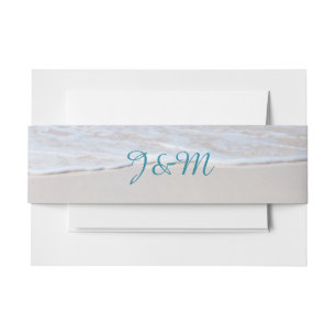 Witte Sandy Beach Bruiloft Belly Band Uitnodigingen Wikkel