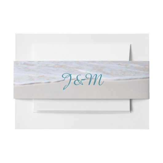Witte Sandy Beach Bruiloft Belly Band Uitnodigingen Wikkel (Voorkant Voorbeeld)
