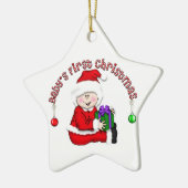 Witte Santa Baby 1e Kerstversiering Keramisch Ornament (Links)