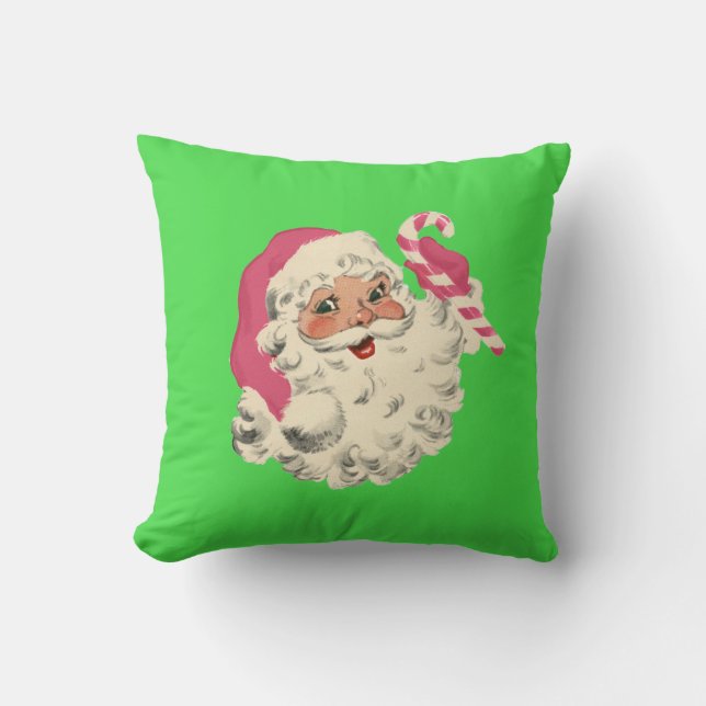  witte Santa Pink en Groen Sierkussen (Voorkant)